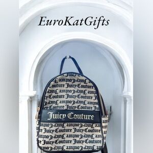 Juicy Couture Backpack Classic gray black Faux Leather Canvas Like New